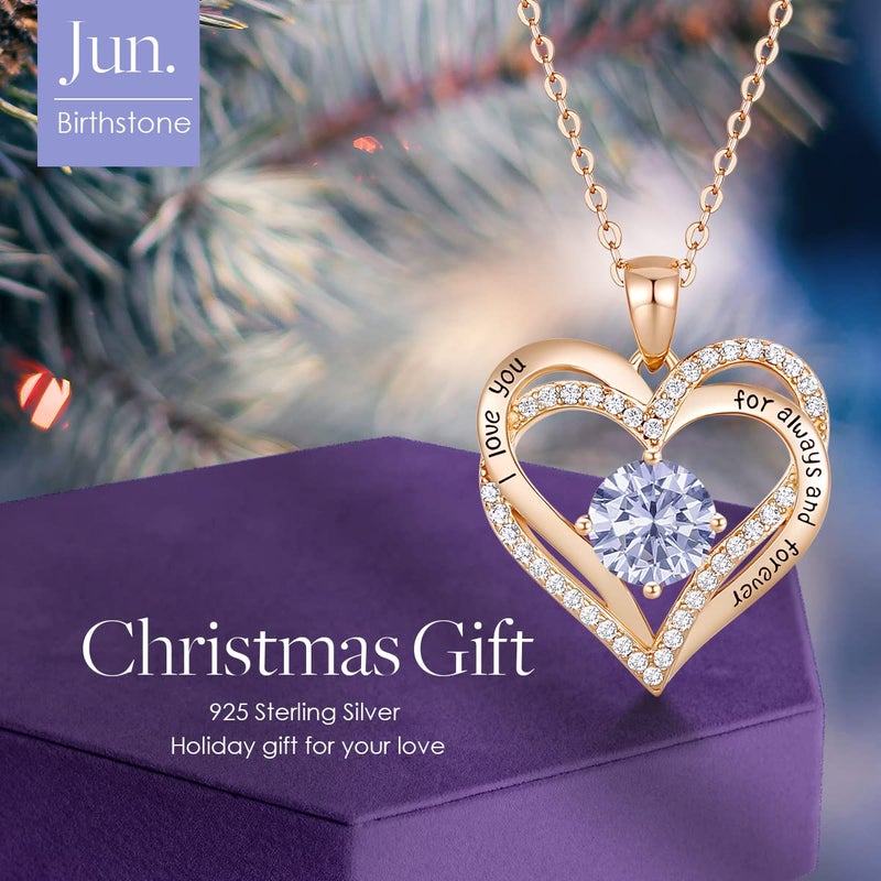 CDE Forever Love Heart Necklaces for Women, Wedding Anniversary, Birthday Mothers Day Gifts for Mom, Mother, Wife, Girlfriend, S925 Silver Jewelry with Birthstone Pendant - Image 3